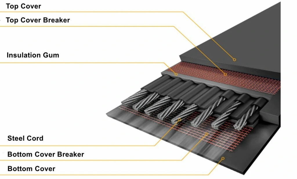 Steel cord belt constrution Construción en la correa del cordón de acero