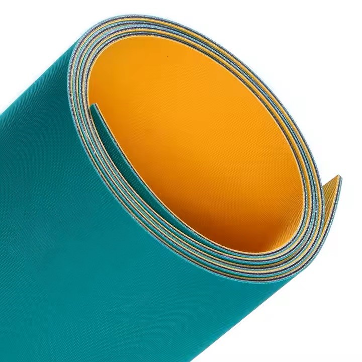 Cintur&oacute;n plano de nylon verde/amarillo para la industria textil