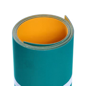 Cintur&oacute;n plano de nylon verde/amarillo para la industria textil